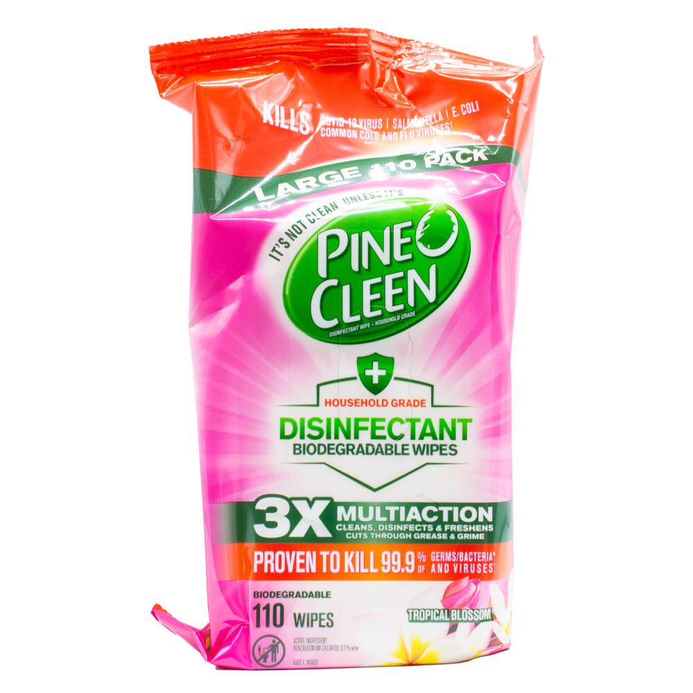 PINE O CLEAN WIPES DISINFECTANT BIODEGRADABLE TROPICAL BLOSSOM 8 x 110Pk (880 Wipes)