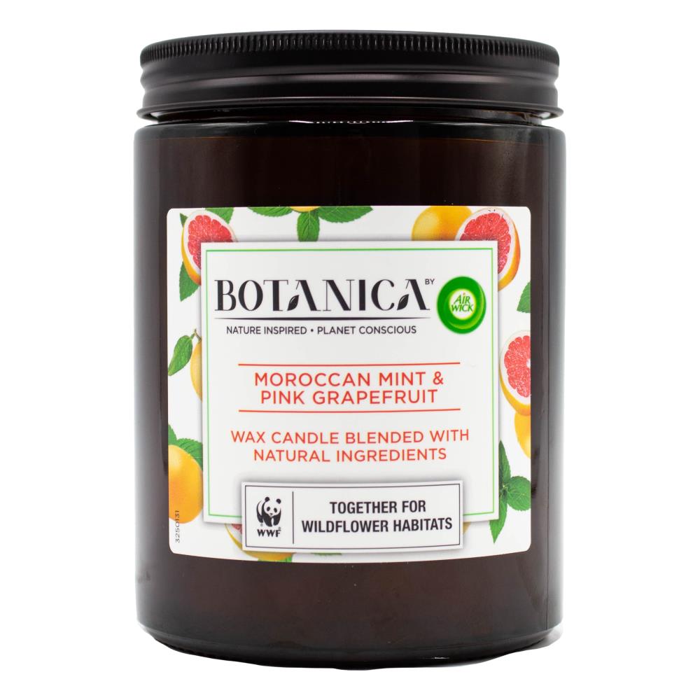 Air Wick 500g Candle Botanica Moroccan Mint And Pink Grapefruit (4x Pack)