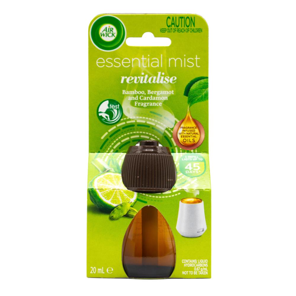 Air Wick 20ml Essential Mist Refill Revitalise Bamboo Bergamot And Cardamon Fragrance (6x Pack)