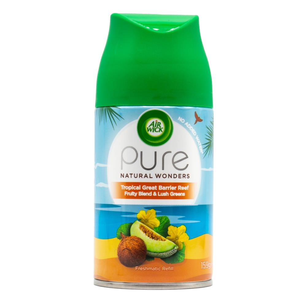 Air Wick 159g Freshmatic Refill Pure Natural Wonders Natural Wonders Tropical Great Barrier Reef Fruity Blend And Lush Greens (6x Pack)