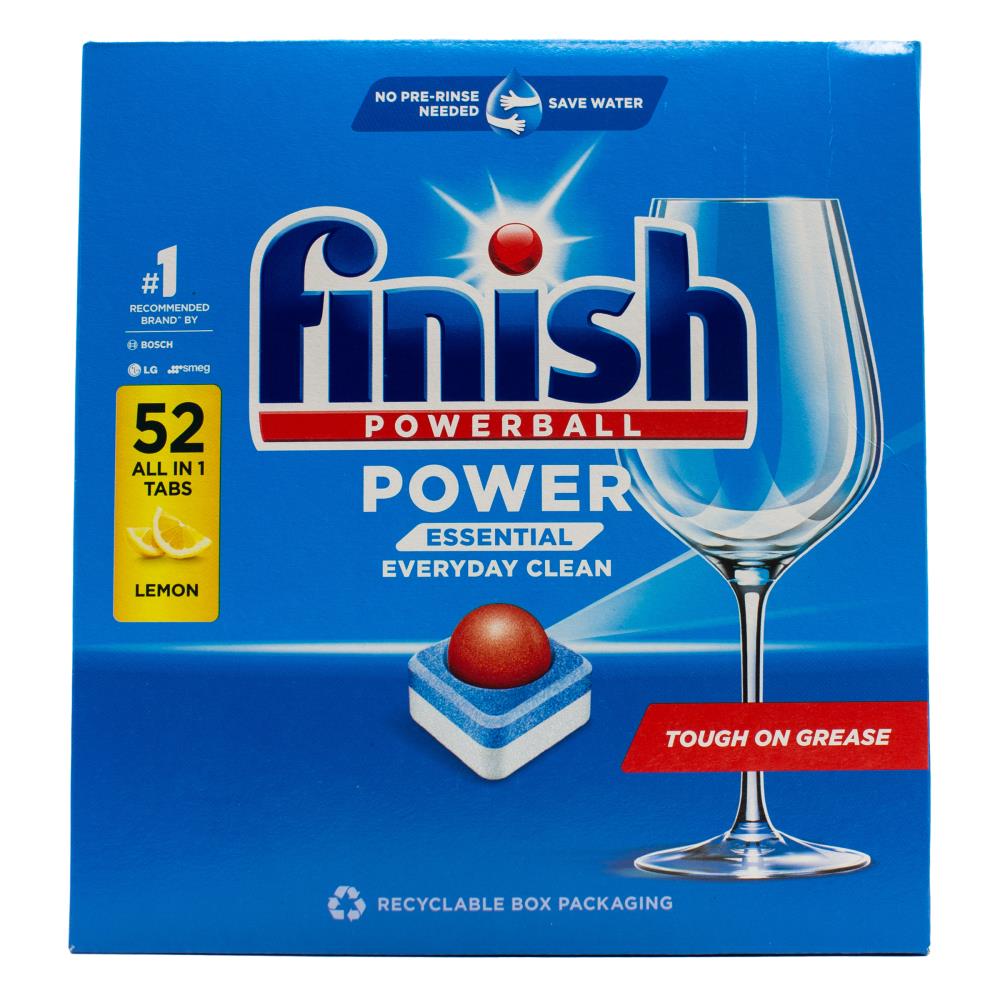 Finish Powerball Dishwasher Tablets All In 1 Power Essential Everyday Clean Lemon 7 x 52Pk (364 Tablets)
