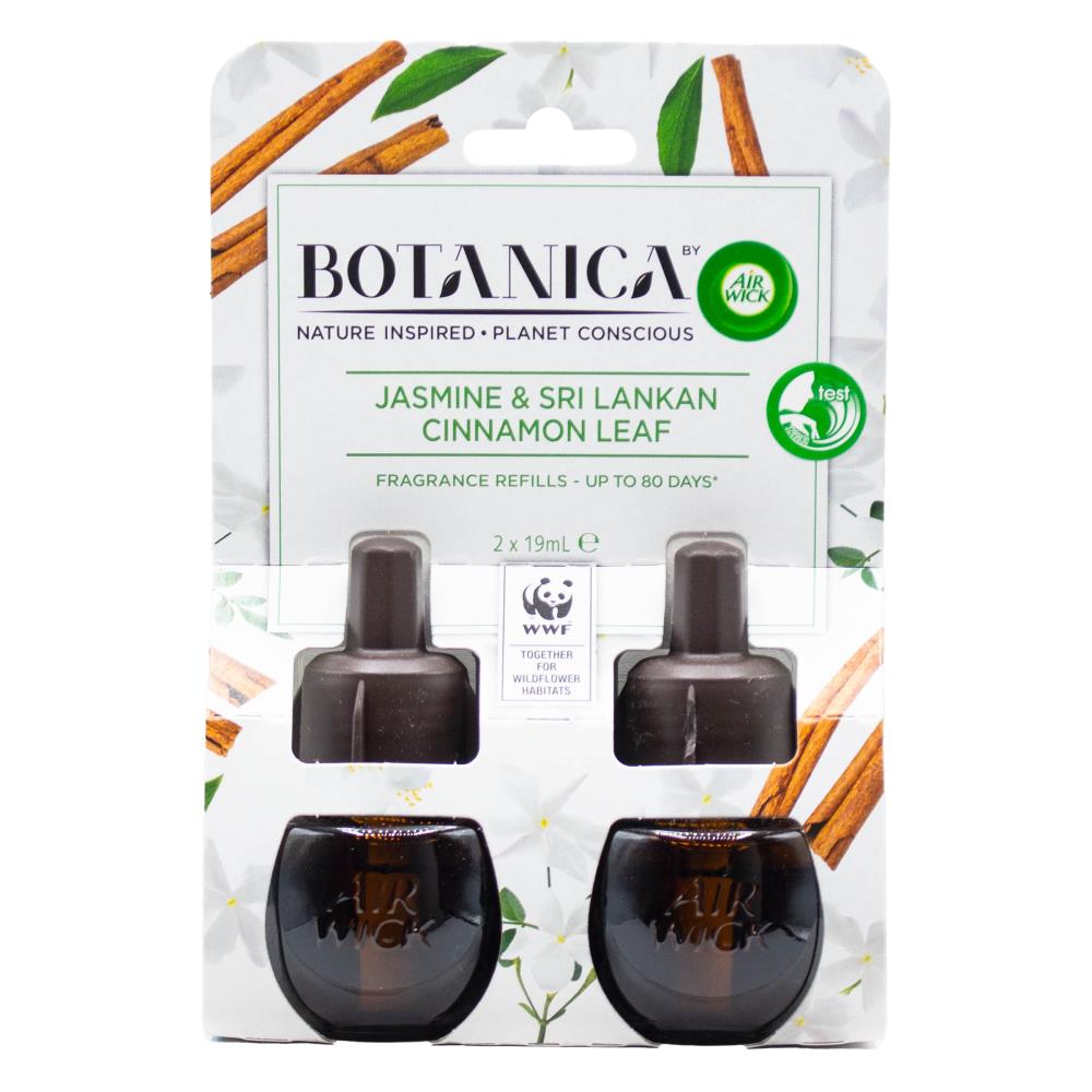 AIR WICK PK2 x19mL FRAGRANCE REFILL BOTANICA JASMINE AND SRI LANKAN CINNAMON LEAF 19ml x 2Pk (Value Pack 10)