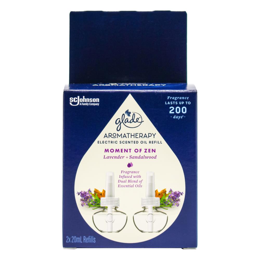 Glade Aromatherapy Electric Scented Oil Refill Moment Of Zen Lavender And Sandalwood Pk2 x 20ml (Value Pack 8)