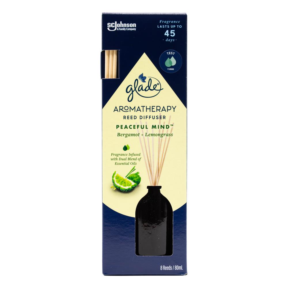 Glade Reed Difuser Aromatherapy Peaceful Mind Bergamot And Lemongrass 80ml (6x Pack)