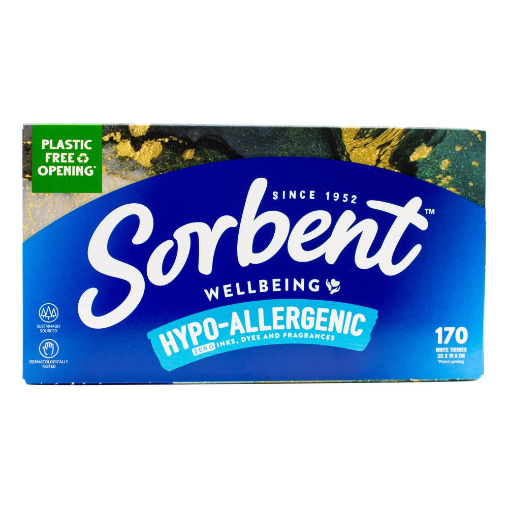 Sorbent Pk170 Facial Tissues Hypo-allergenic 200 (12 Pack)mm X 195mm