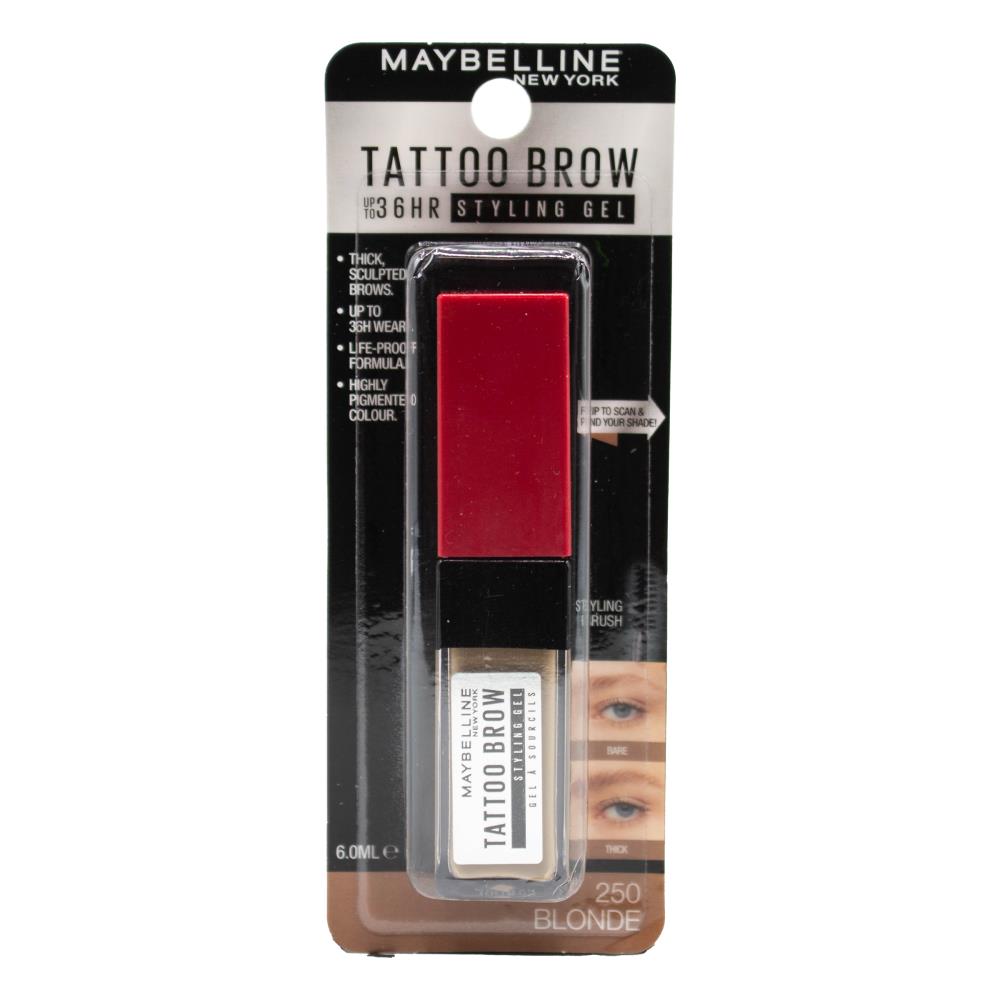 Maybelline 6ml Tattoo Brow 36 Hour Styling Gel Blonde 250 (4x Pack)