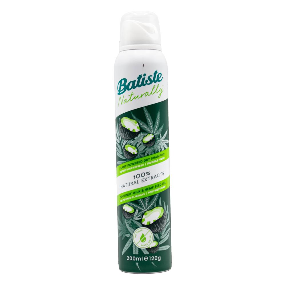 Batiste 200ml / 120g Dry Shampoo 100% Natural Extracts Coconut Milk And Hemp Seed Oil (6x Pack)