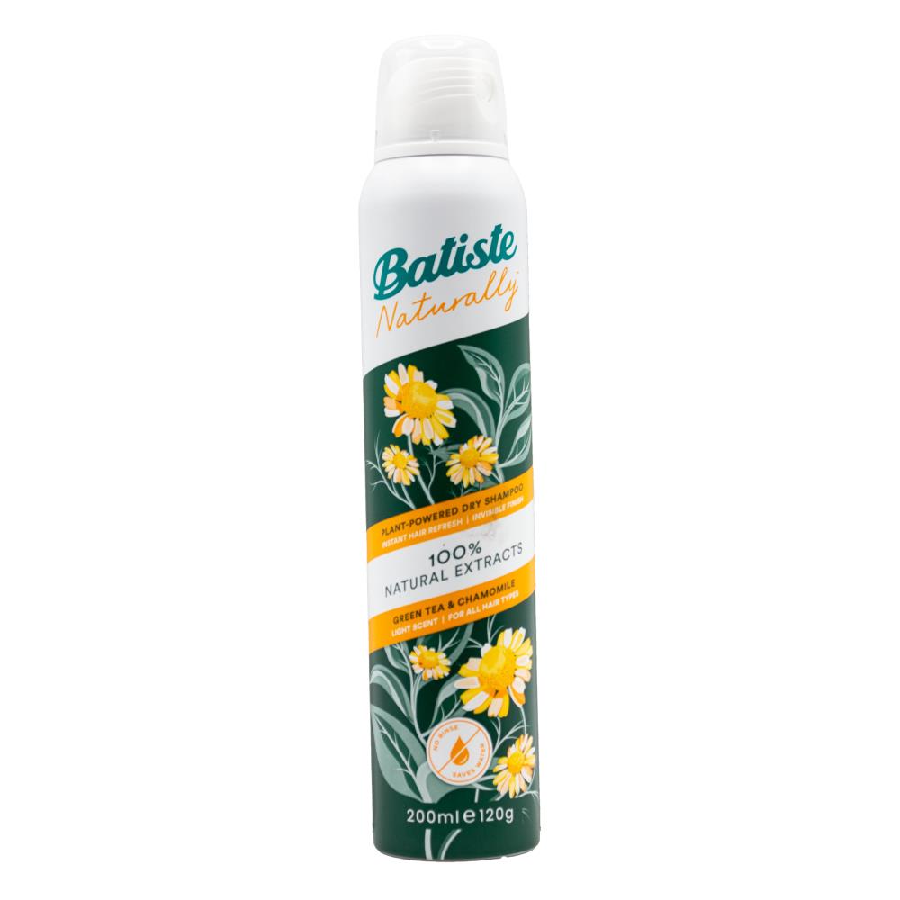 Batiste 200ml / 120g Dry Shampoo 100% Natural Extract Green Tea And Chamomile (6x Pack)