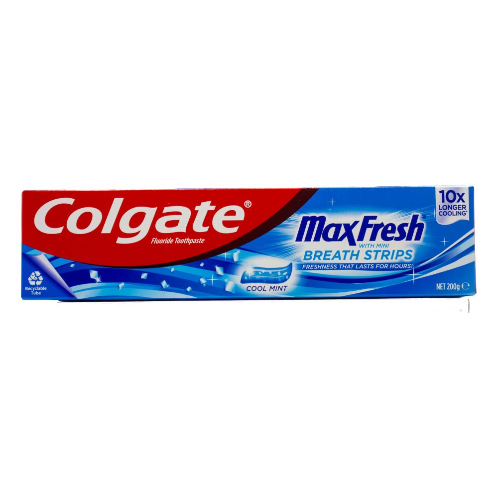 Colgate 200g Toothpaste Max Fresh With Mini Breath Strips Cool Mint (12x Pack)
