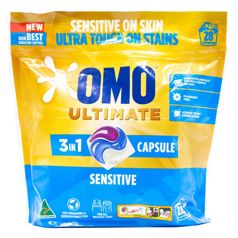 Omo Pk28 Ultimate Laundry Detergent Capsules 3 In 1 Sensitive (3x Pack)