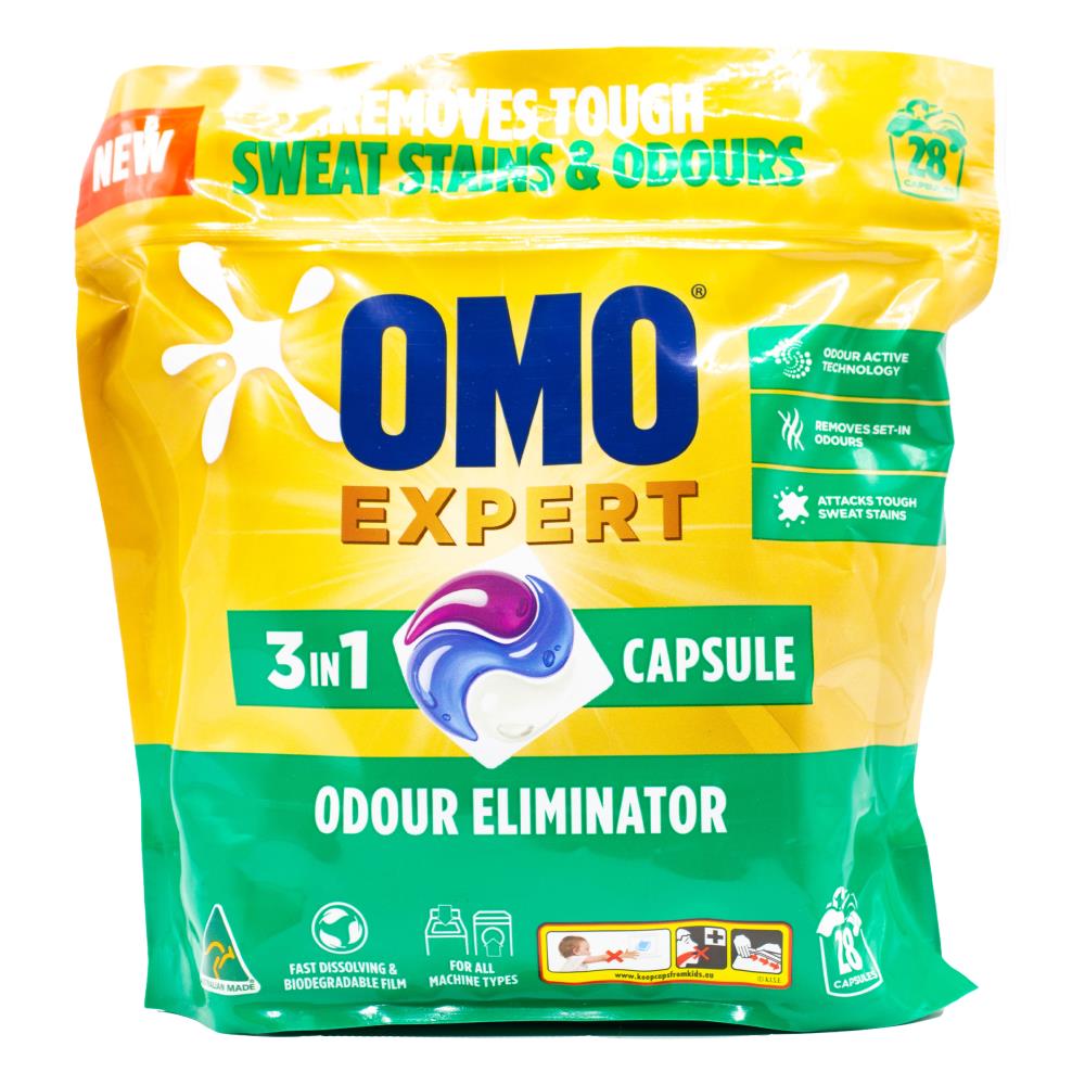 Omo Pk28 Laundry Detergent Expert Capsules 3 In 1 Odour Eliminator (3x Pack)