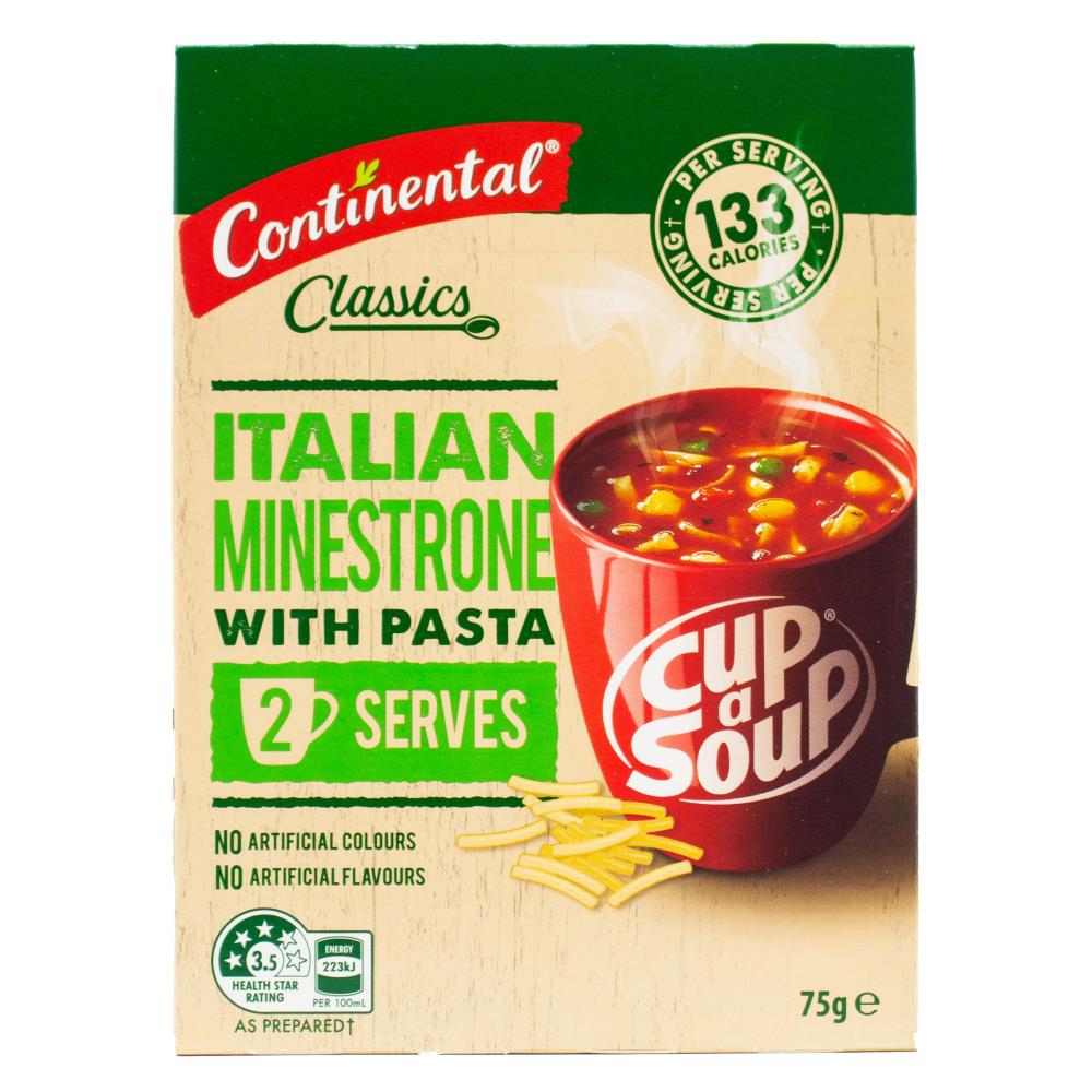 Continental 75g Cup A Soup Classic Serves 2 Italian Minestrone With Pasta (7x Pack)