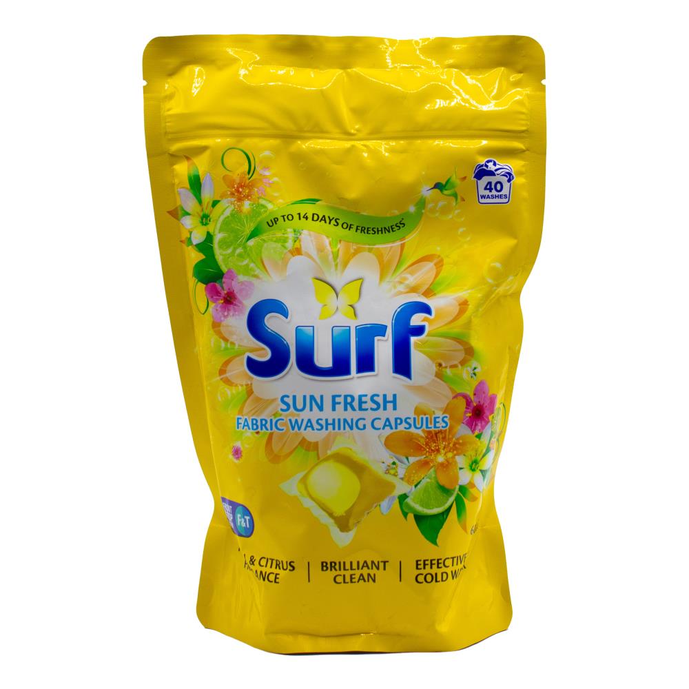 Surf Pk40 Fabric Washing Capsules Front And Top Loader Sun Fresh (12x Pack)