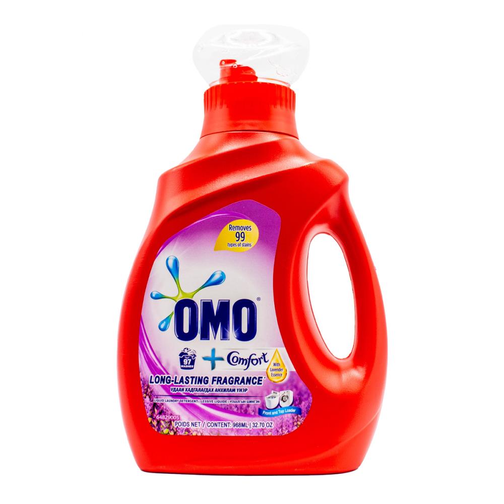 Omo Liquid Laundry Detergent Long Lasting Fragrance + Comfort With Lavender Essence 968ml (12 Pack)