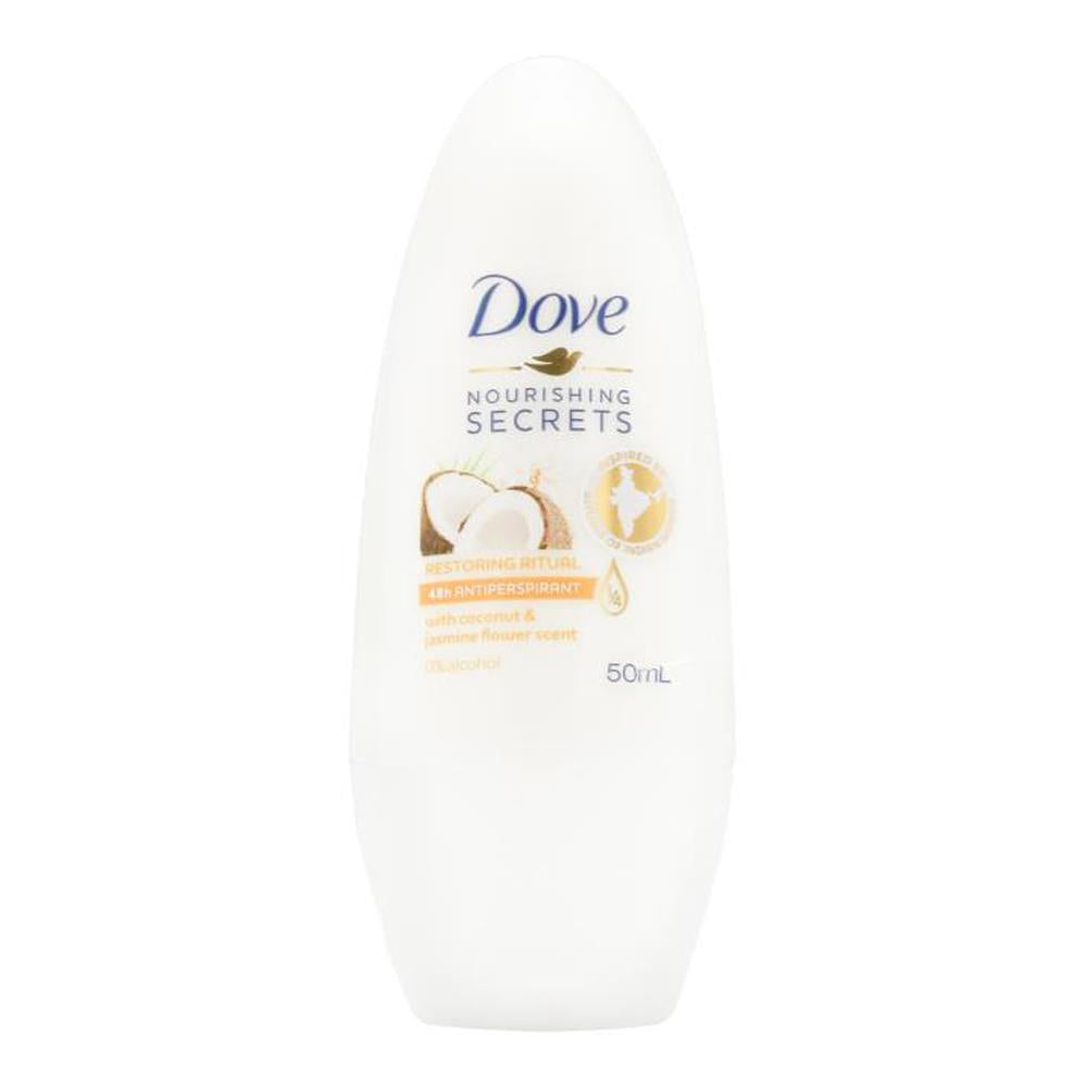 DOVE 50mL ROLL ON DEODORANT WITH COCONUT & JASMINE FLOWER SCENT (6 x Pack)