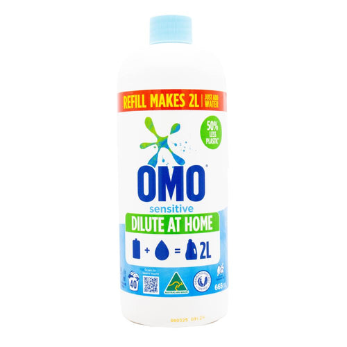 OMO 665mL LAUNDRY LIQUID REFILL MAKES 2L ALL MACHINE TYPES SENSITIVE (4x Pack)