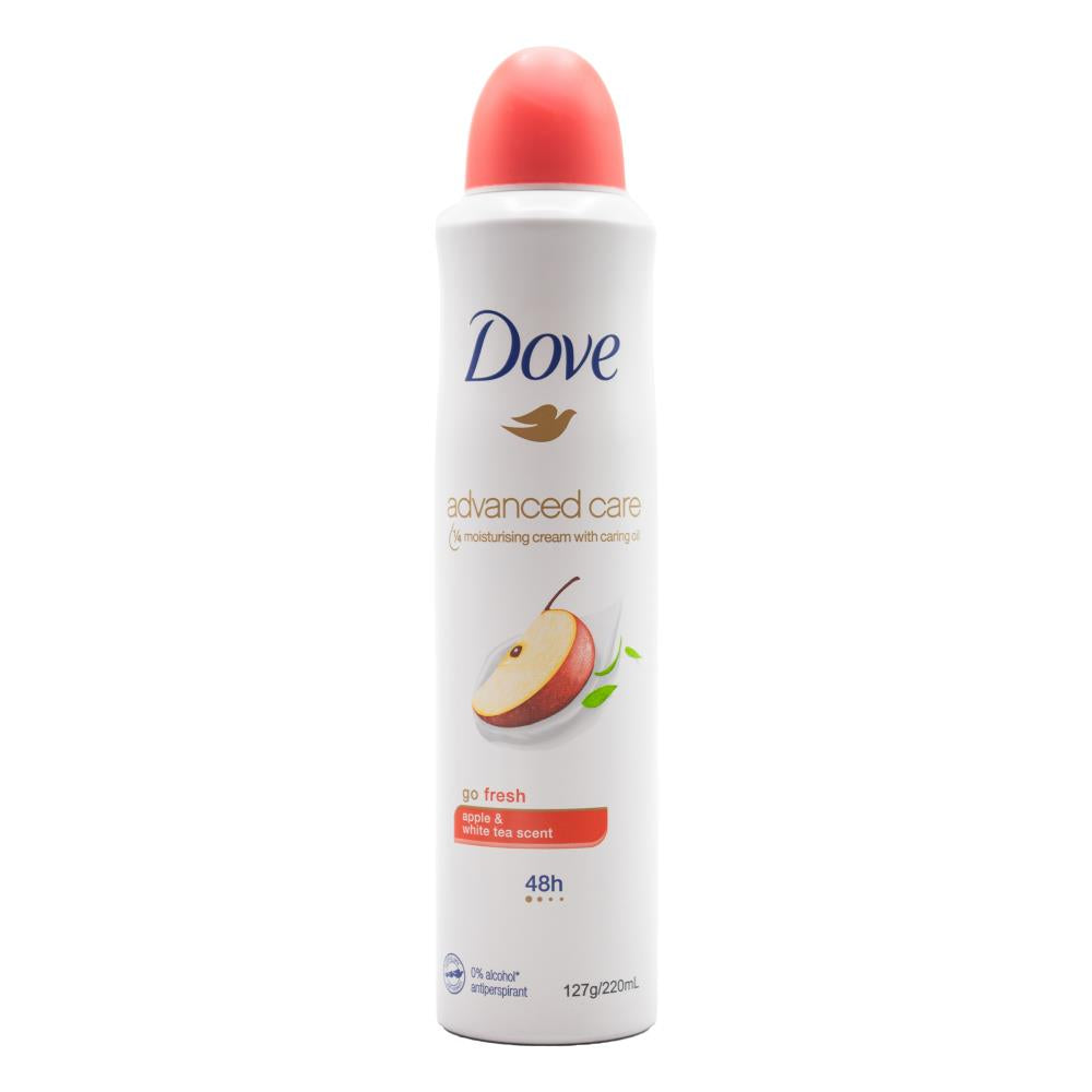DOVE 127g / 220ml ANTIPERSPIRANT DEODORANT ADVANCED CARE GO FRESH APPLE AND WHITE TEA SCENT ( 6 x Pack)