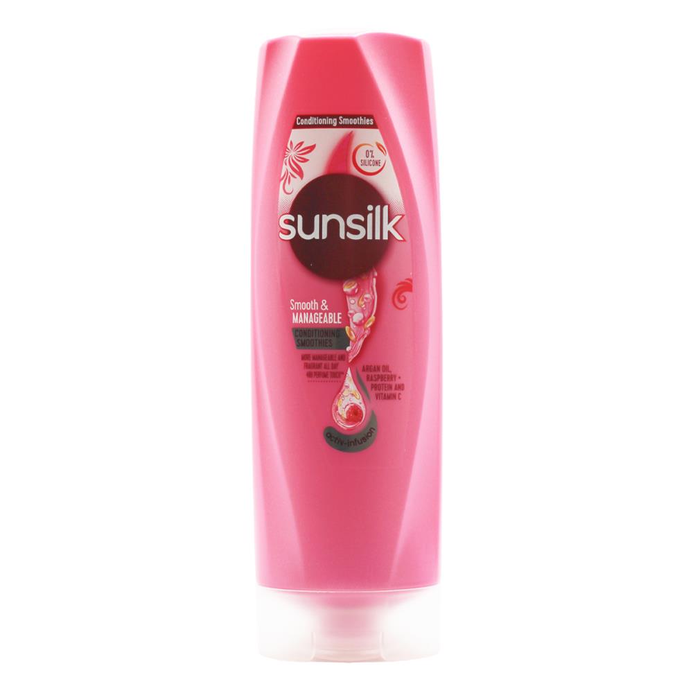 Sunsilk 300ml Conditioner Smooth & Manageable Argan Oil Raspberry Protein And Vitamin C (3x Pack)