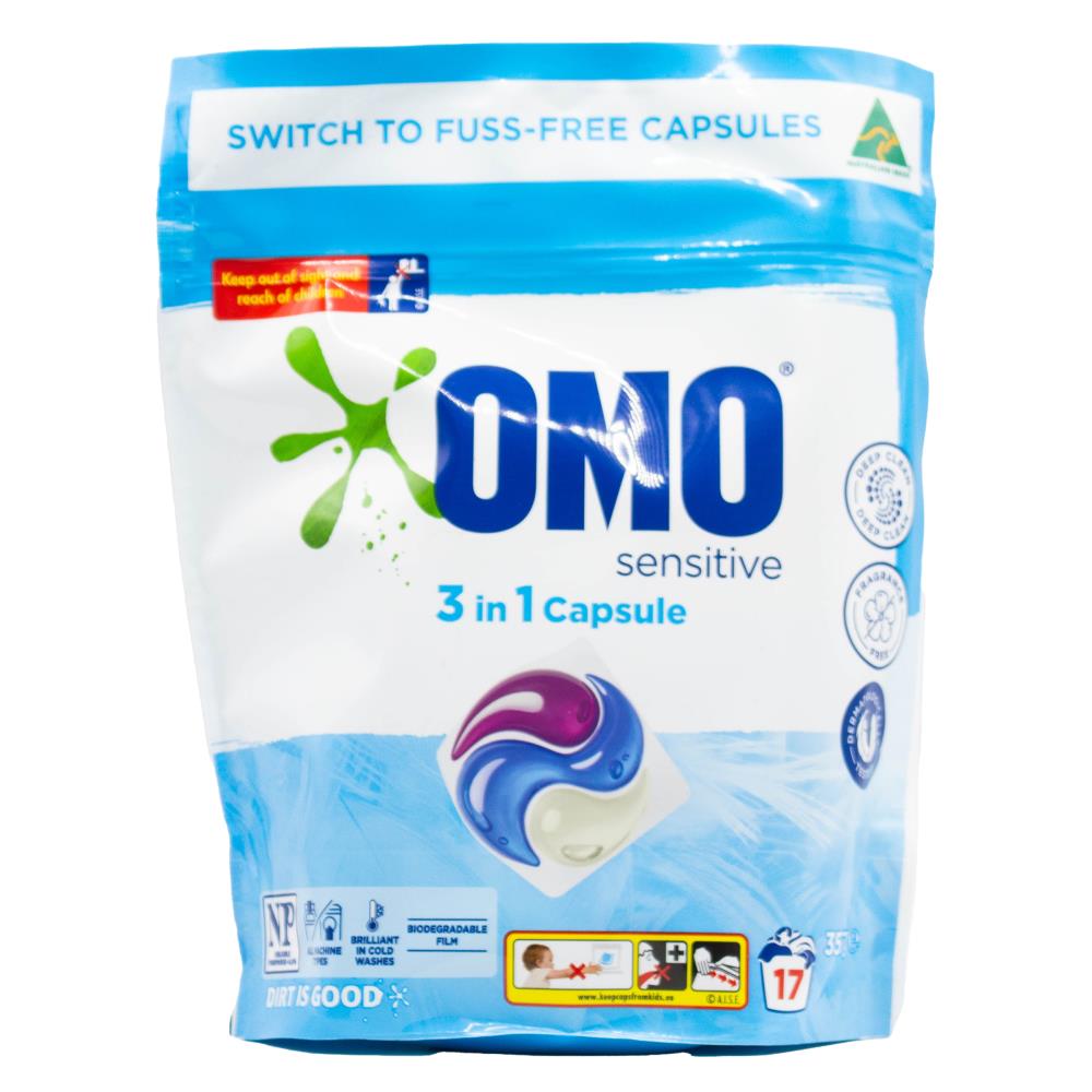 OMO PK17 x 357g 3 IN 1 CAPSULES SENSITIVE 3 PACK (51 VALUE PACK)