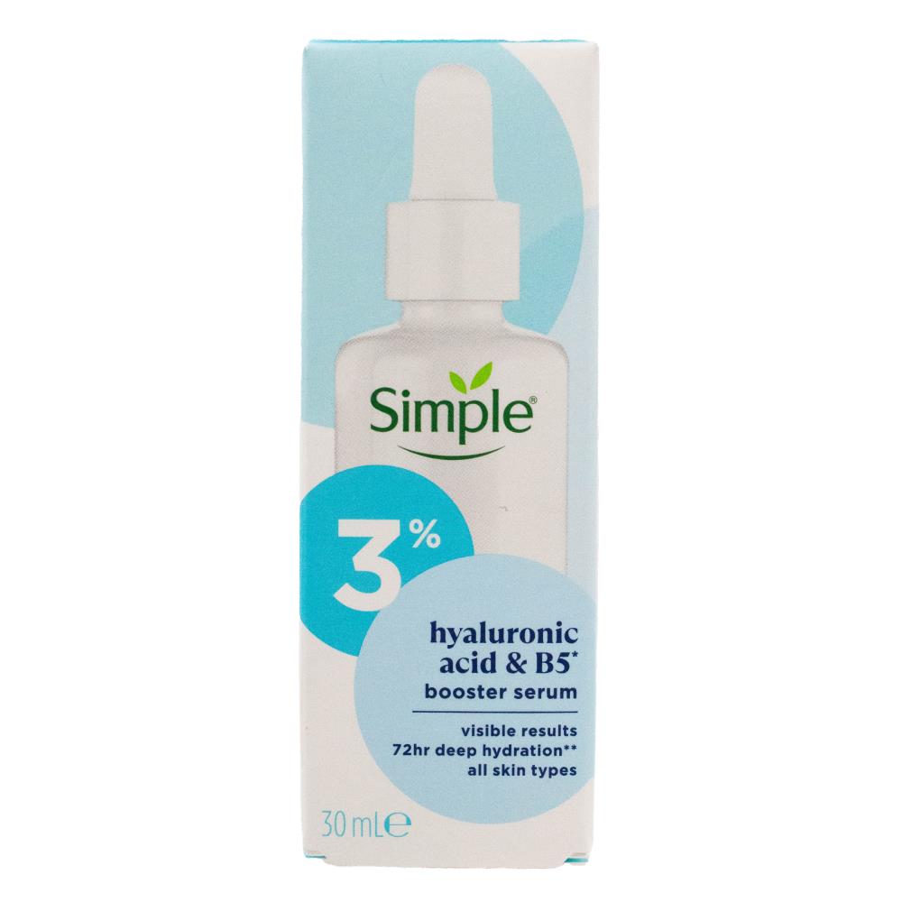 SIMPLE 30mL SERUM HYALURONIC ACID AND B5 3% ALL SKIN TYPES (5x Pack)