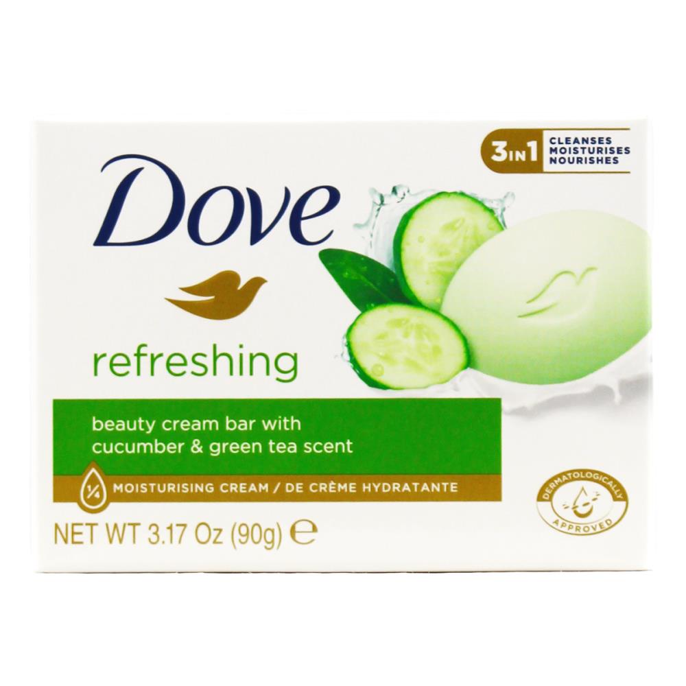 Dove Soap Bar Refreshing Beauty Cream Bar With Cucumber And Green Tea Scent 90g (48 Pack)