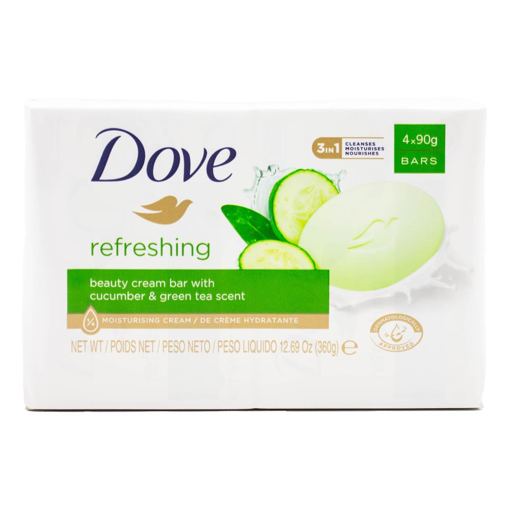 Dove 90g Beauty Cream Bar Refreshing With Cucumber And Green Tea Scent 12 x 4Pk (48 Pack)