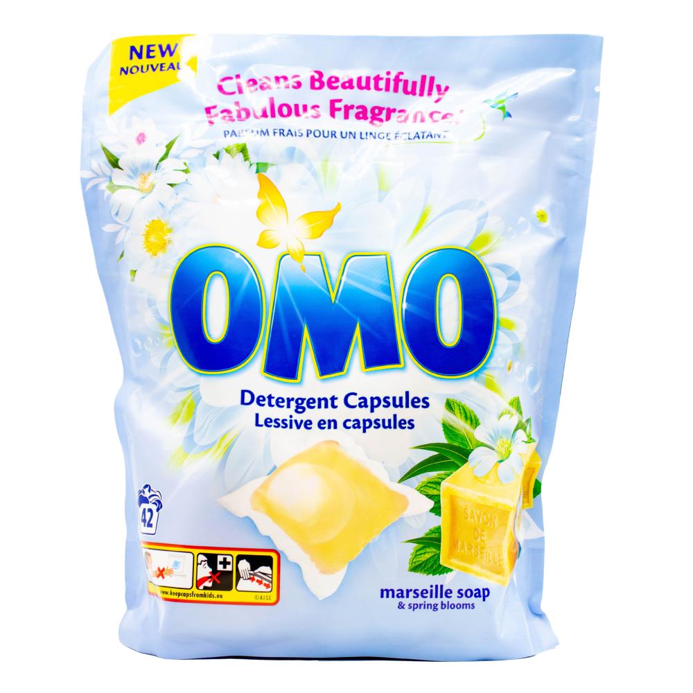 Omo Pk42 Detergent Capsules Marseille Soap And Spring Blooms (4x Pack)