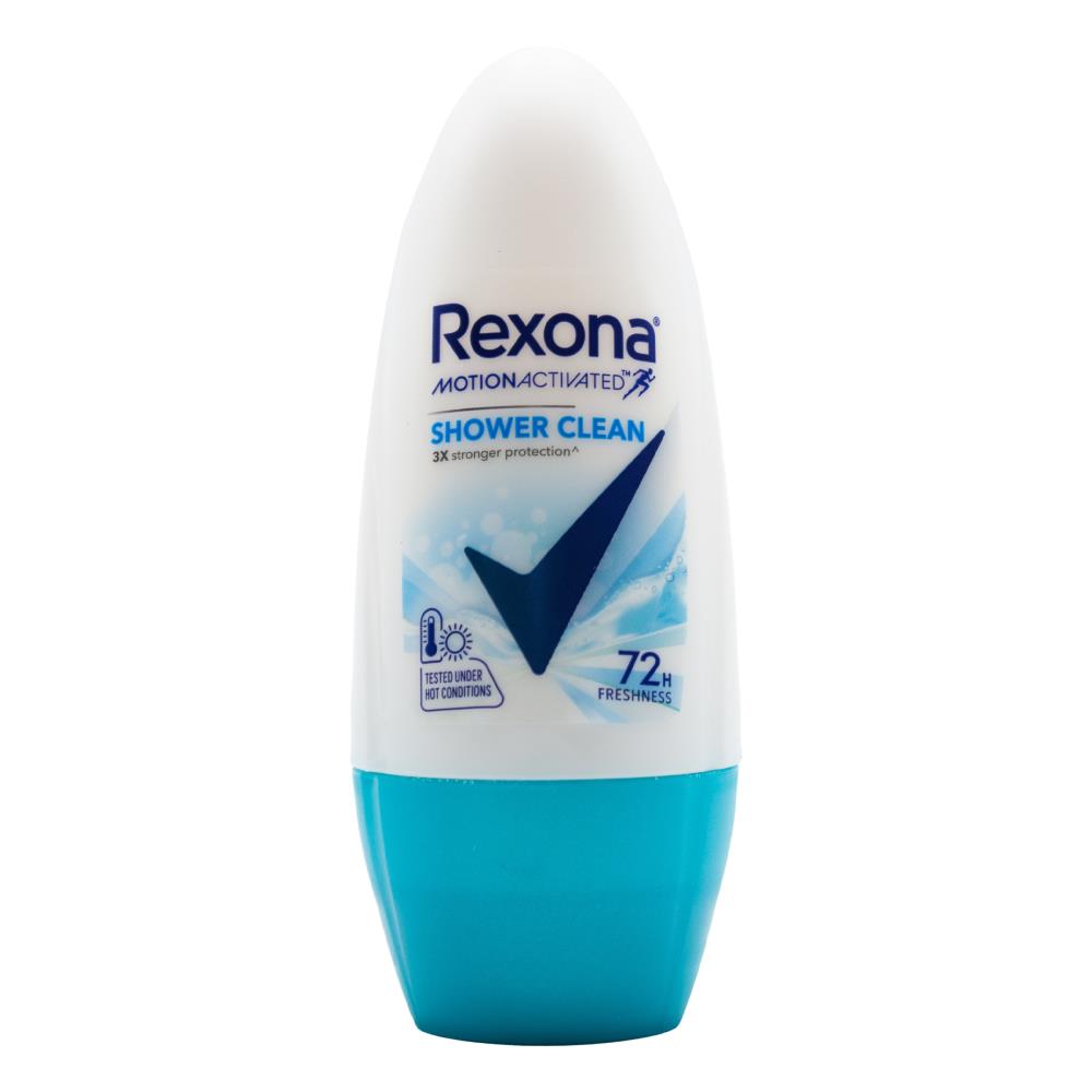 REXONA 45ml ROLL ON DEODORANT 72 HOUR SHOWER CLEAN (24x Pack)