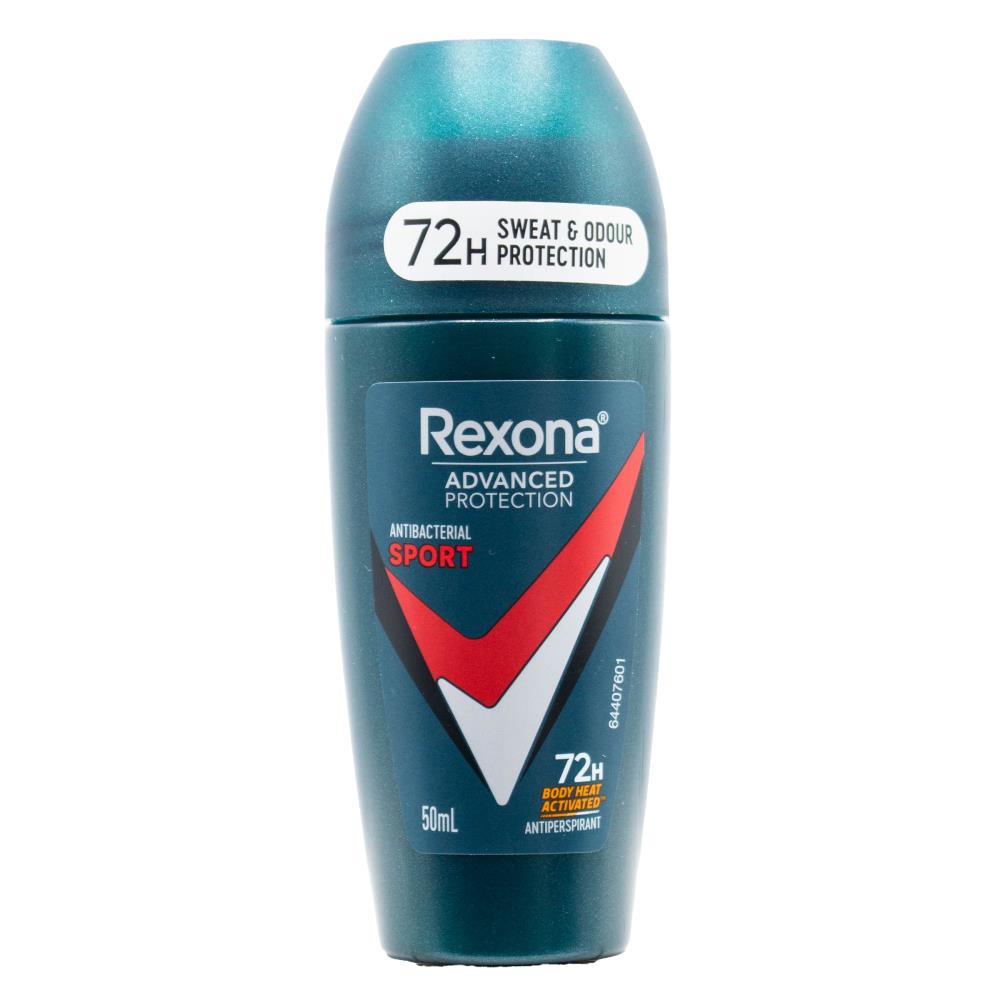 REXONA 50mL ANTIPERSPIRANT ROLL ON ADVANCED PROTECTION ANTIBACTERIAL SPORT (6x Pack)