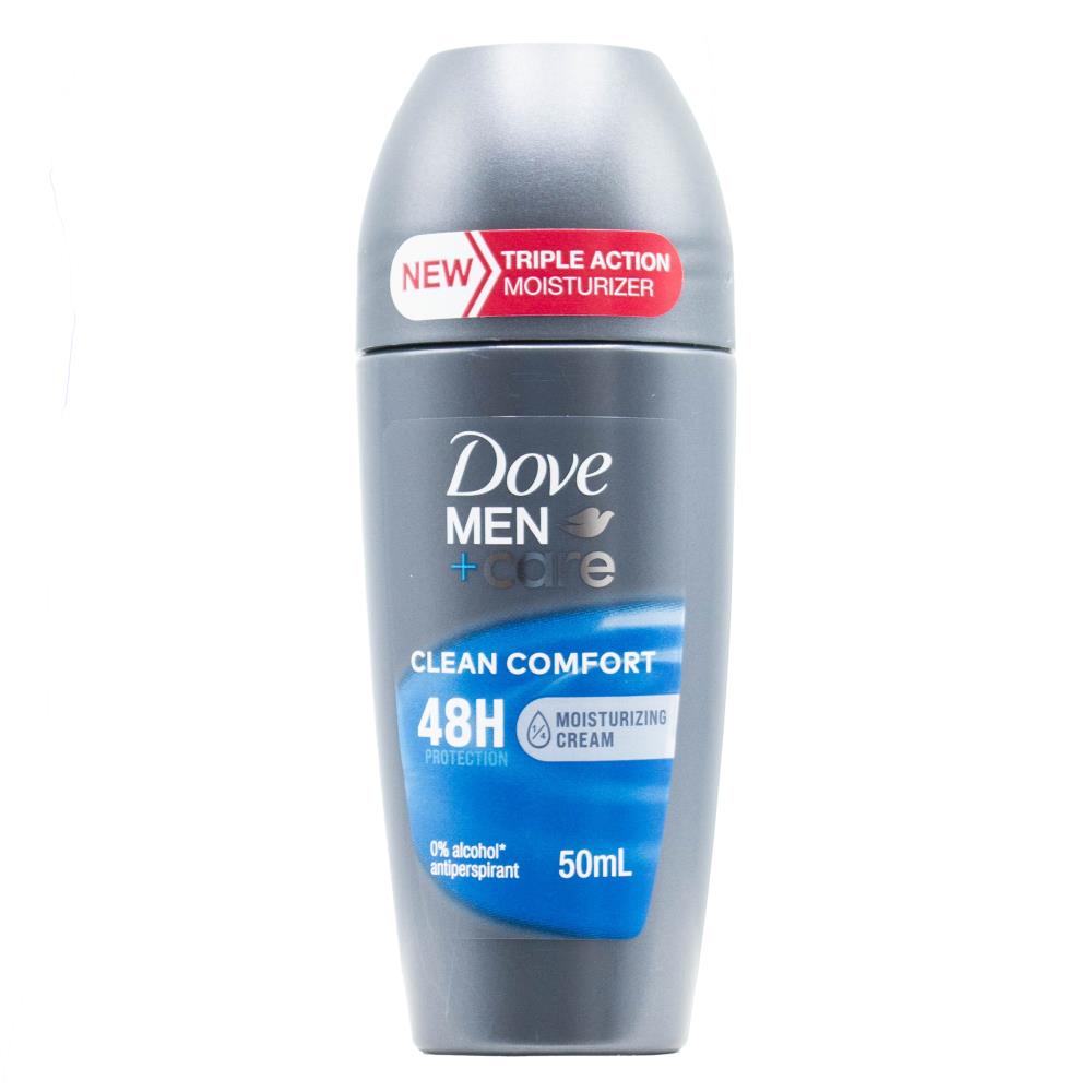 DOVE 50mL ROLL ON ANTIPERSPIRANT MEN + CARE 48H PROTECTION CLEAN COMFORT (6 x Pack)