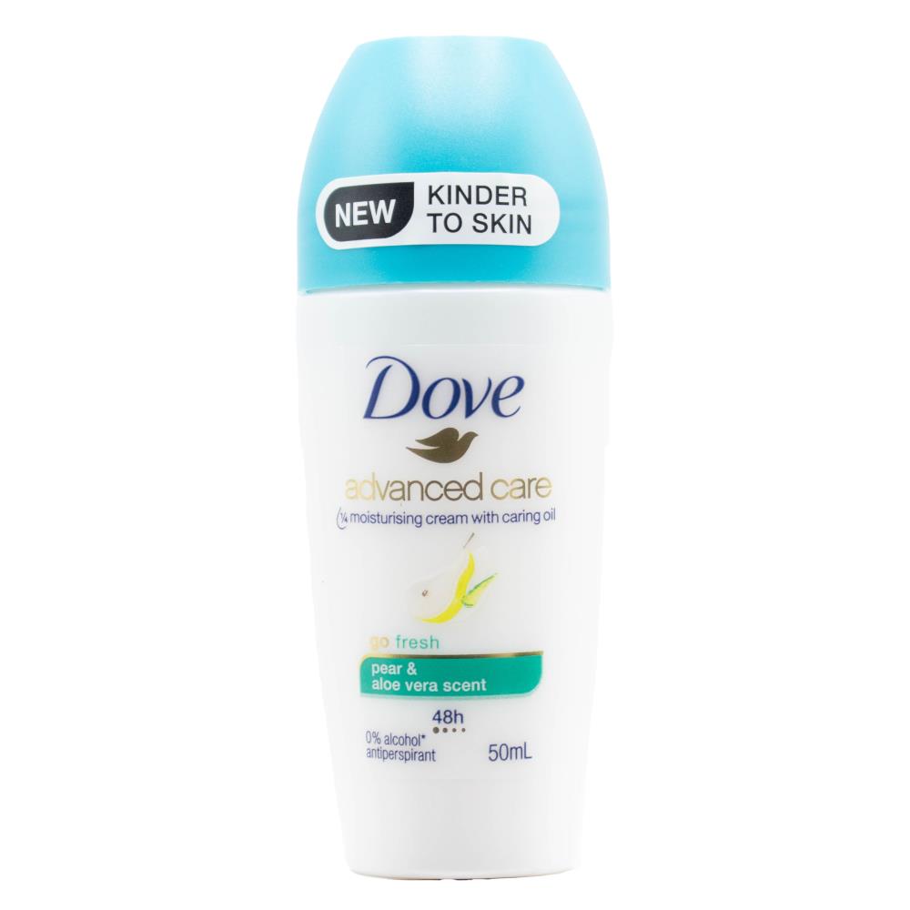 DOVE 50mL DEODORANT ROLL ON ADVANCED CARE 48H GO FRESH PEAR AND ALOE VERA SCENT (6 x Pack)