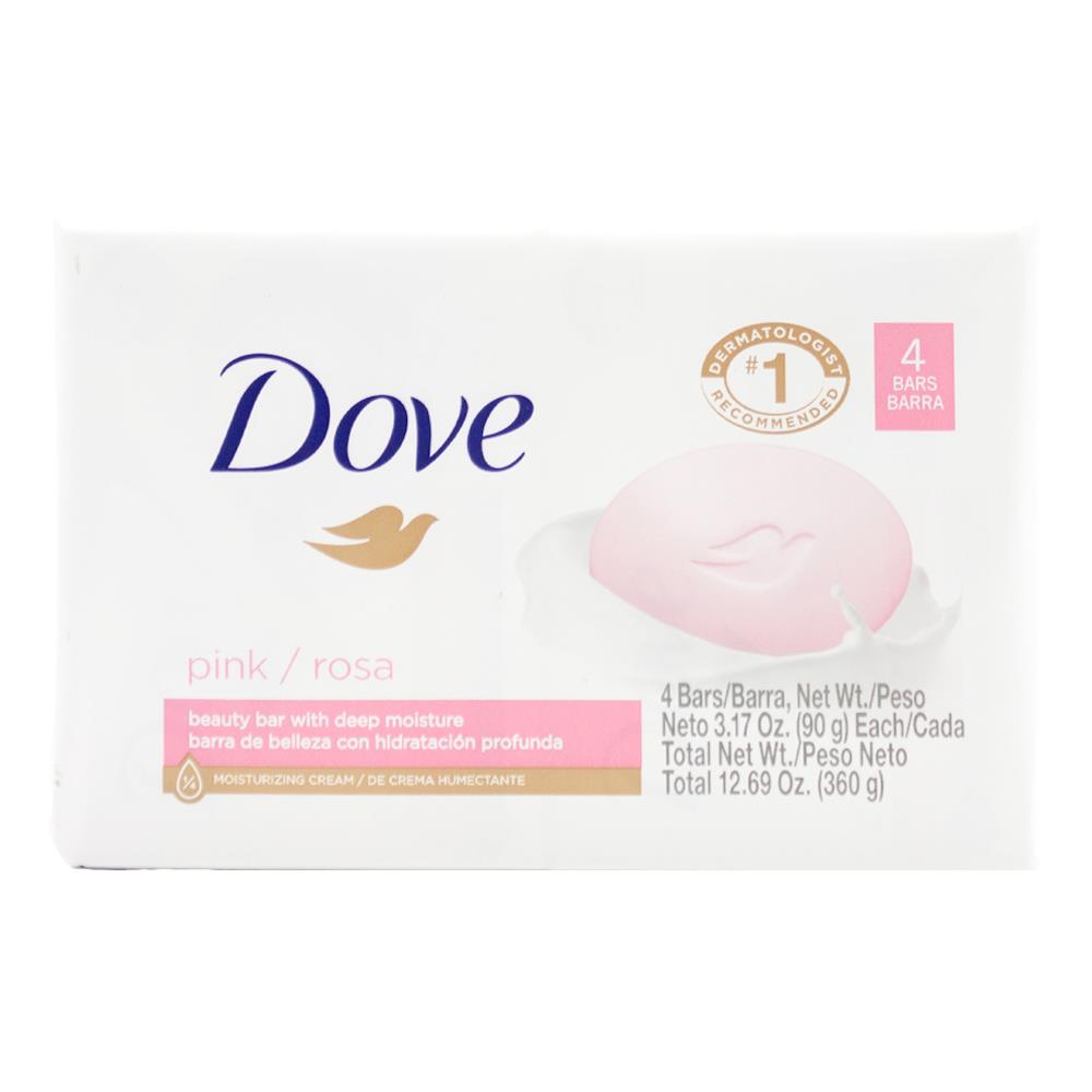 Dove 90g Beauty Soap Bar Pink Rosa Beauty Bar With Deep Moisture 12 x 4Pk (48 Pack)