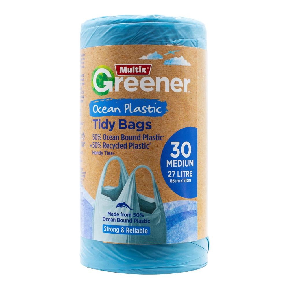 Multix Pk30 Medium 27 Litre Greener Tidy Bags Ocean Plastic (7x Pack)