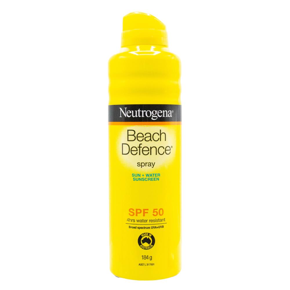 NEUTROGENA 184g SUNSCREEN SUN AND WATER BEACH DEFENCE 4HRS WATER RESISTANT BRAD SPECTRUM UVA AND UVB SPF50 (12x Pack)