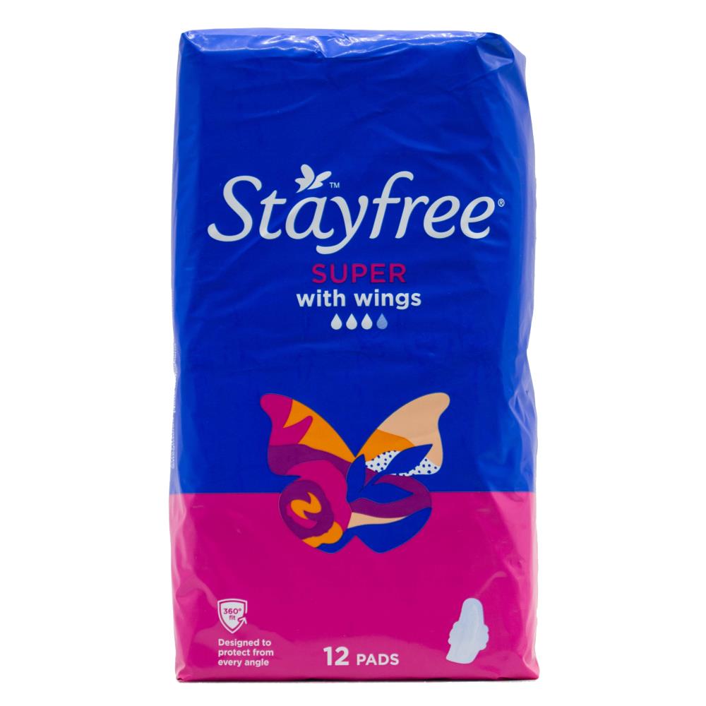 Stayfree Pk12 Pads Super With Wings (12x Pack)