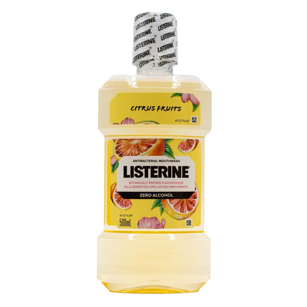 LISTERINE 500mL MOUTHWASH CITRUS FRUIT ZERO ALCOHOL (4x Pack)