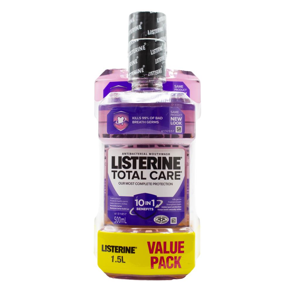 LISTERINE VALUE PACK 500mL + 1L MOUTHWASH TOTAL CARE (3x Pack)