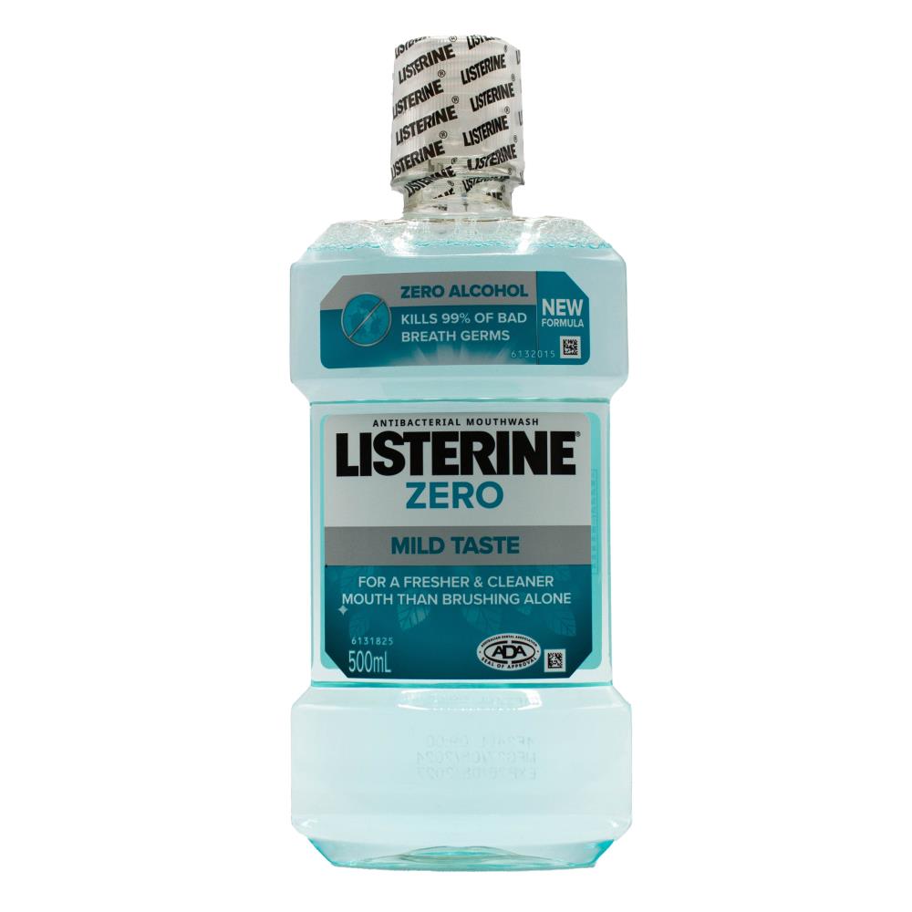 LISTERINE 500mL MOUTHWASH ZERO MILD TASTE (4x Pack)