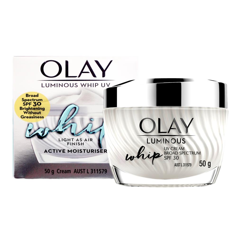 OLAY LUMINOUS WHIP UV ACTIVE MOISTURISER LIGHT AS AIR FINISH 50g (2xPack)