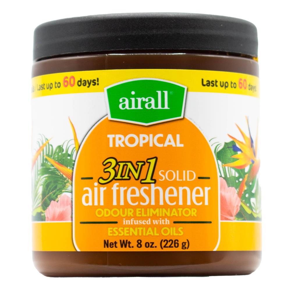 Airall 226g Air Freshener Solid 3 In 1 Odour Eliminator Infused With Essential Oils Tropical (12x Pack)