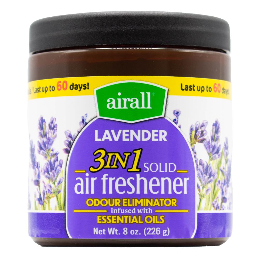 AIRALL AIR FRESHENER SOLID 3 IN 1 ODOUR ELIMINATOR INFUSED WITH ESSENTIAL OILS LAVENDER 226g (cx Pack)