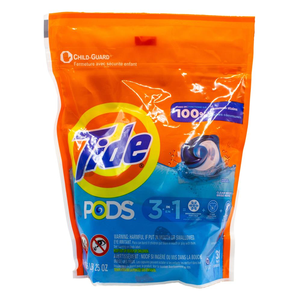 Tide Pk 31 Laundry Pods 3 In 1 Clean Breeze (4x Pack)