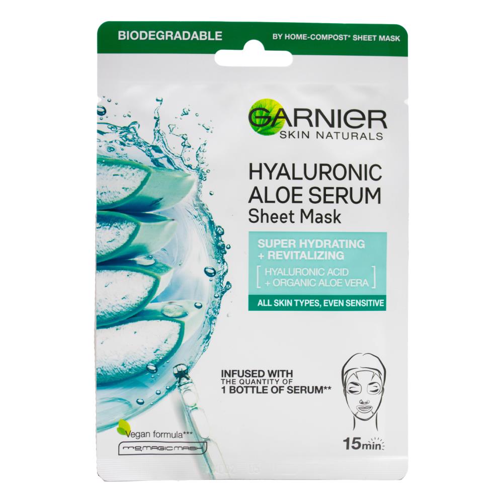 Garnier X1 X28g Sheet Mask Hyaluronic Aloe Serum (20x Pack)
