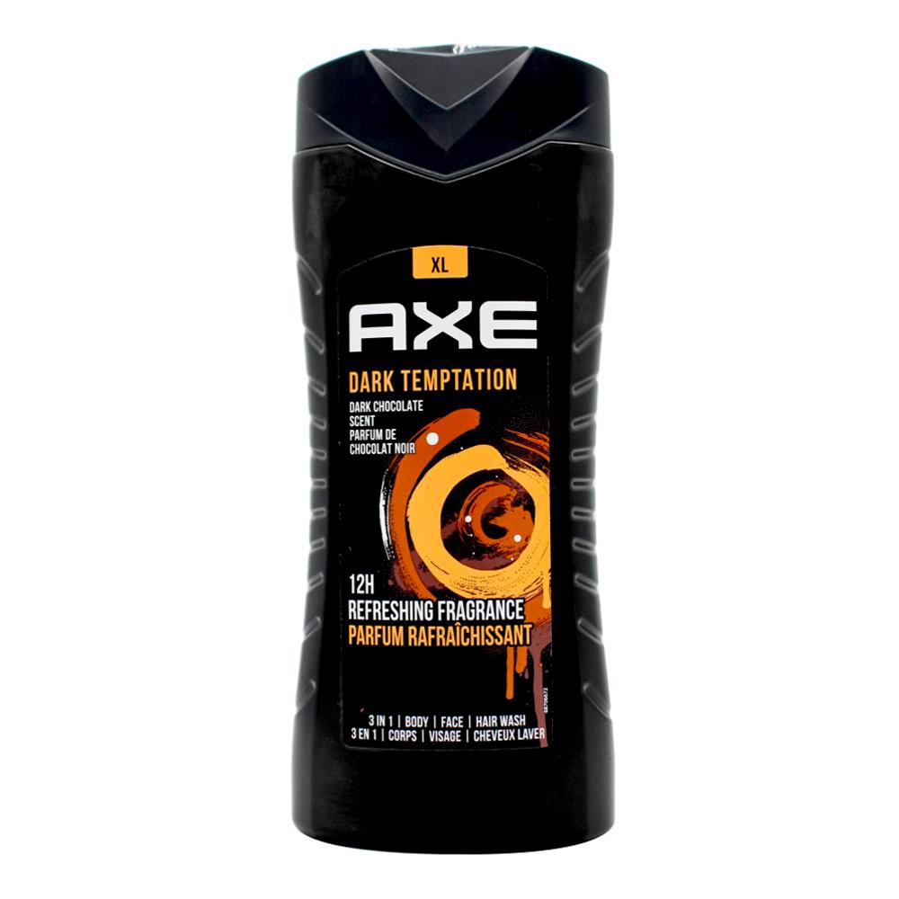 Axe 400ml 3 In 1 Body + Face+ Hair Wash Dark Temptations Dark Chocolate Scent (6x Pack)