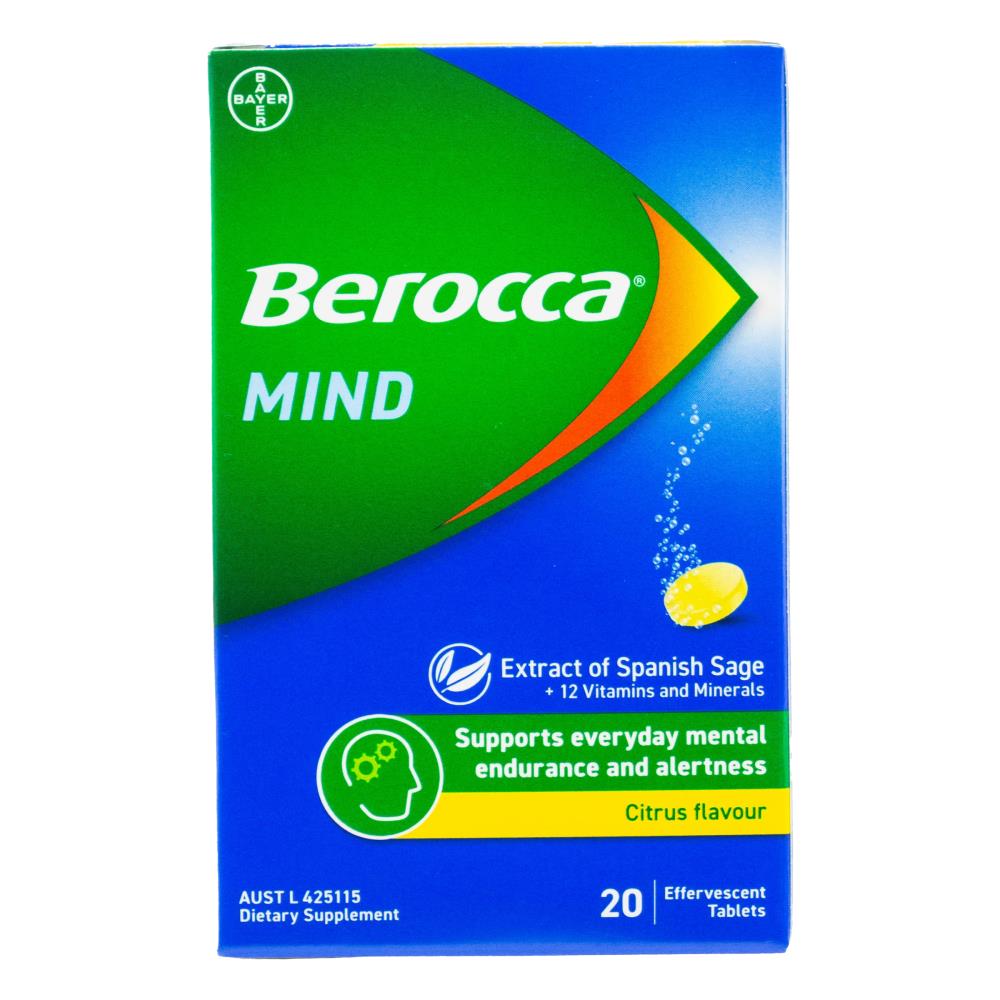 BEROCCA PK20 EFFERVESCENT TABLETS MIND CITRUS FLAVOUR (6x Pack)