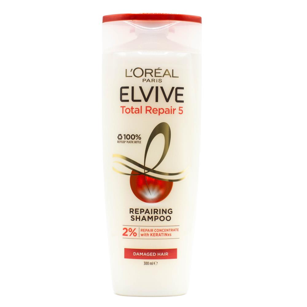 Loreal Shampoo Elvive Repairing Total 5 Damaged Hair 300ml (6x Pack)