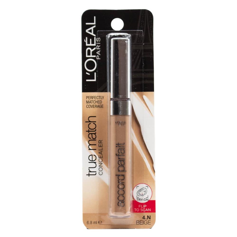 LOREAL PARIS CONCEALER TRUE MATCH BEIGE 4.N 6.8ml (4x Pack)