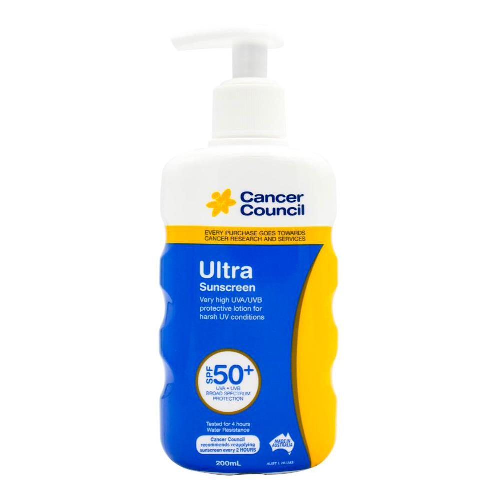 Cancer Council Sunscreen Ultra Spf+ 50 200ml (4 Pack)