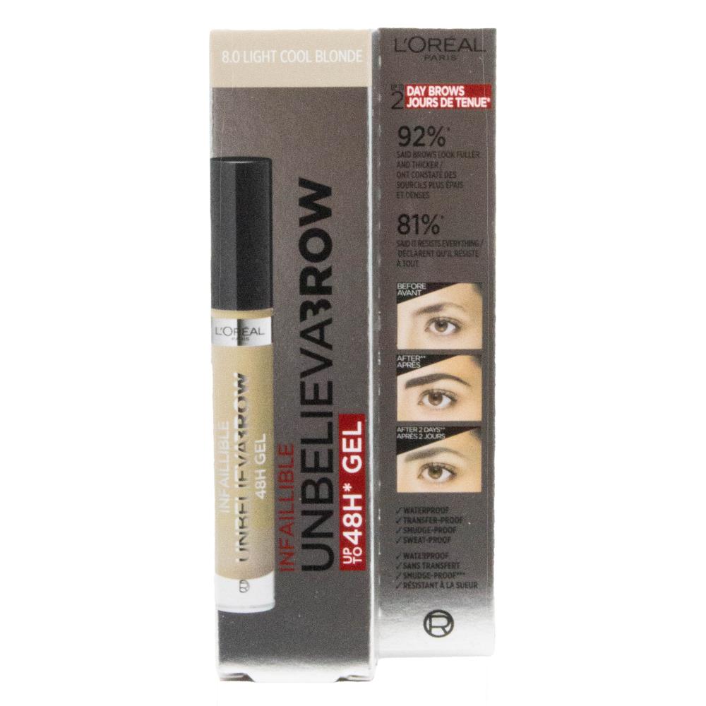 LOREAL PARIS 3.4mL UNBELIEVABROW INFAILLIBLE UP TO 48G GEL LIGHT COOL BLONDE 8.0 (3x Pack)