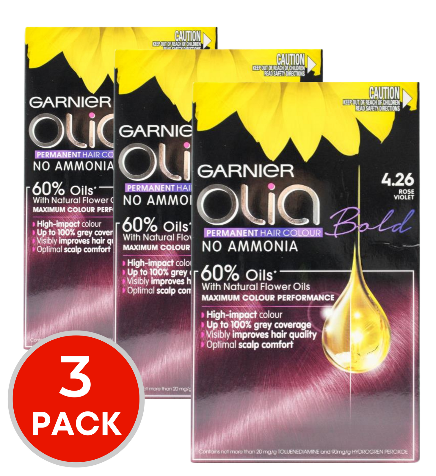 3 x Garnier Olia Rose Violet No Ammonia Permanent Hair Colour 3 x Garnier Olia Rose Violet No Ammonia Permanent Hair Colour